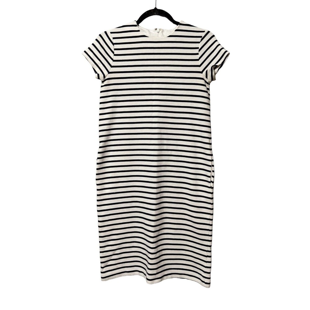 Lauren Ralph Lauren Striped Ribbed Knit Sheath Dress Pockets Back Zip XS